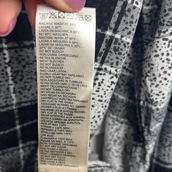 Diesel Long Sleeve Plaid Rayon Viscose Button Down Shirt Size XL Black & White - Picture 9 of 10